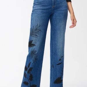NWT Chico's Jeans Women's 2.5 Or 14 High Rise Wide Leg Wildflower Indigo Stretch